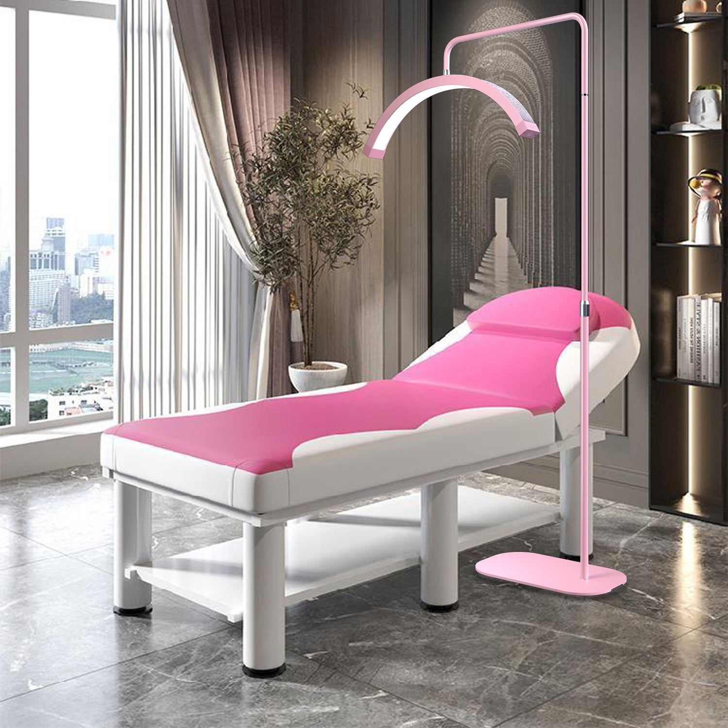 Beauty LED Half-Moon Floor Lamp with Diamond Accents