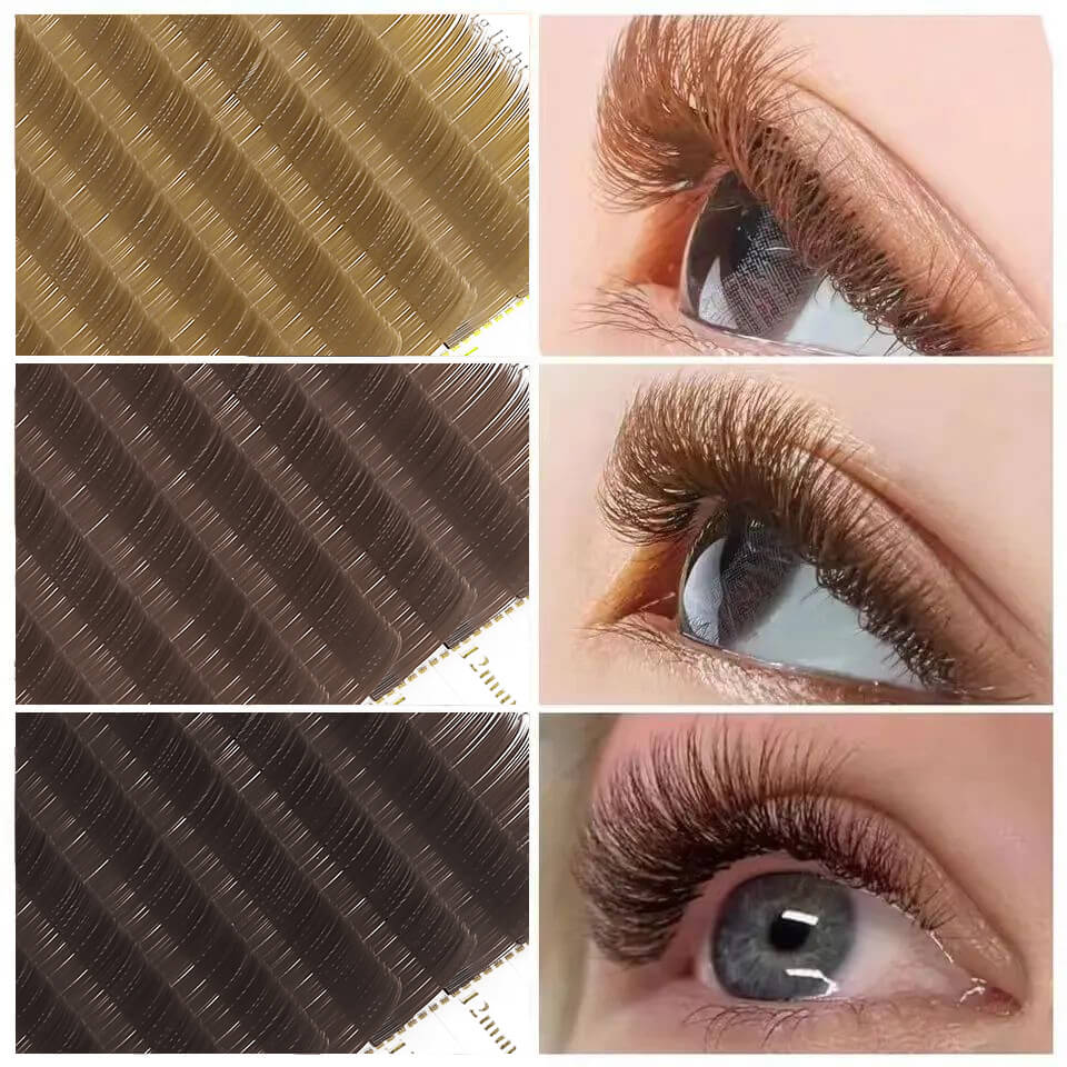 light brown lashes extensions 0.07mm